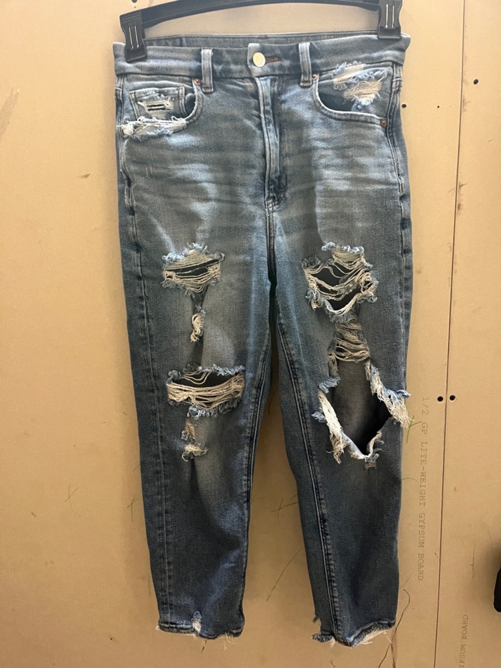 American Eagle Outfitters Distressed High-Rise Blue Jeans